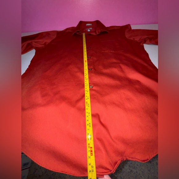 Van Heusen Red Dress Shirt Satin Finish - Picture 7 of 8
